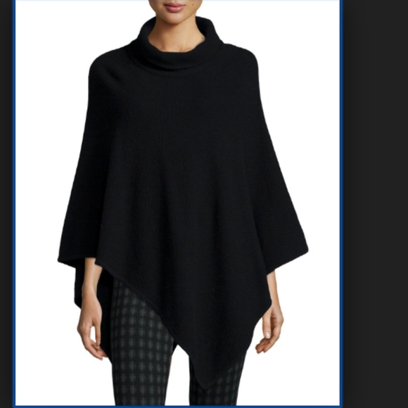 Joie Loysse Wool Cashmere Black Poncho Sweater - Picture 3 of 8